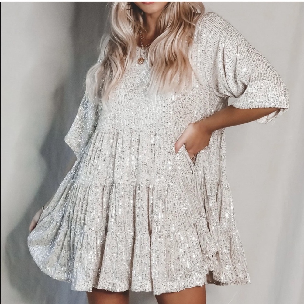 Amazing Lace My Sequin Babydoll Dress XL